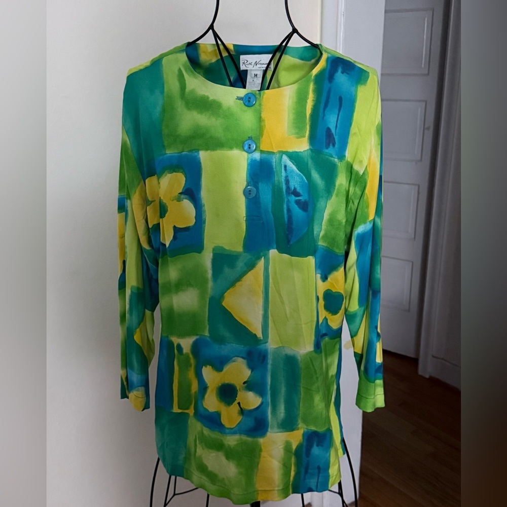 True vintage! Ruth Norman 80s Watercolor print tunic